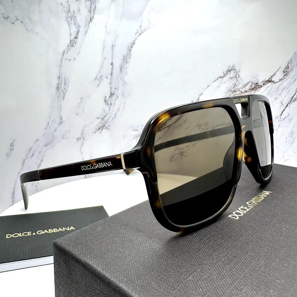 New Dolce & Gabbana Sunglasses Brown Aviator Pilot Gold